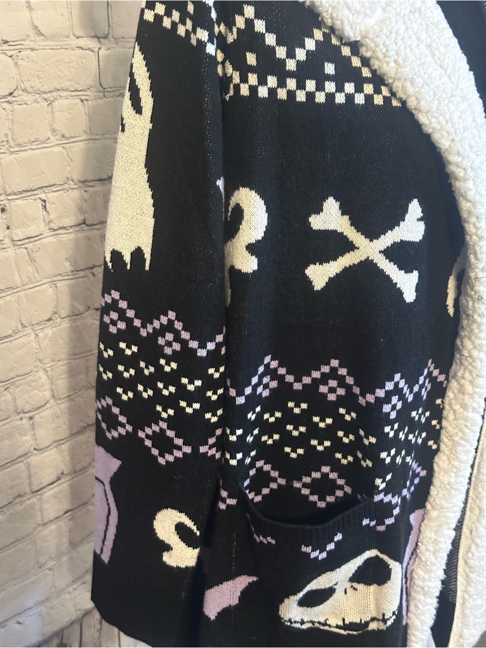 Disney Black Hooded Cardigan with Cream Sherpa Trim & Lavender Accents - Picture 3 of 6